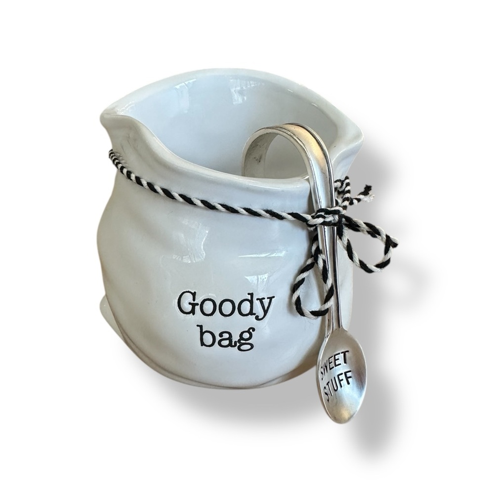 NWT/NIB Mudpie Ceramic Candy Bag with Scoop/Spoon